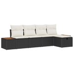 vidaXL Ensemble de canapé de jardin avec coussin 5 Pièces Noir Poly rotin