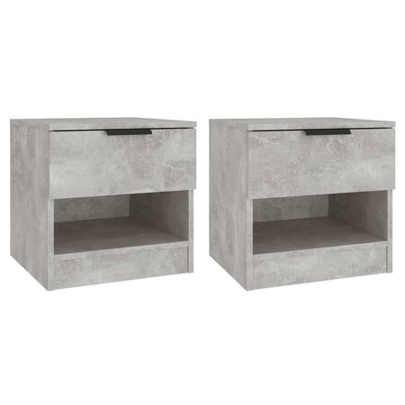 vidaXL Tables de chevet 2 Pièces Gris béton Bois d'ingénierie