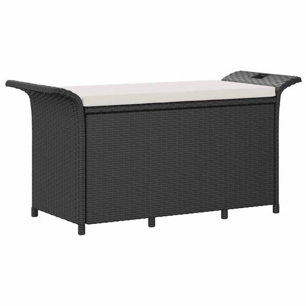 vidaXL Banc de jardin avec coussin noir 116x46x57 cm résine tressée