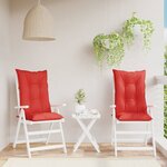 vidaXL Coussins de chaise de jardin dossier haut lot de 2 rouge tissu