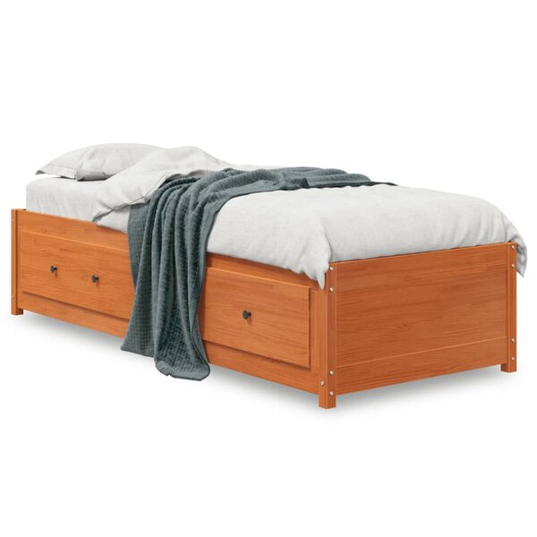vidaXL Lit de jour sans matelas cire marron 90x190 cm bois pin massif