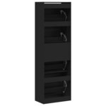vidaXL Armoire à chaussures 4 tiroirs rabattables noir 60x34x187 5 cm