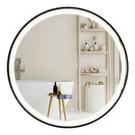 Miroir de salle de bain rond led antibuée 3 couleurs fonction mémoire affichage temps/température incassable diamètre 60 cm 20_0005044