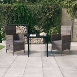 vidaXL Ensemble à manger de jardin avec coussins 3 Pièces Gris