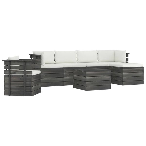 vidaXL Salon palette de jardin 7 Pièces avec coussins Bois de pin massif