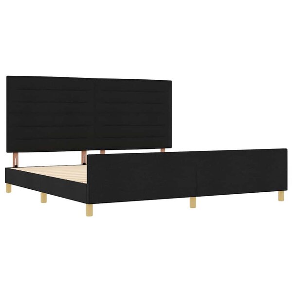 vidaXL Cadre de lit avec tête de lit Noir 200 x 200 cm tissu