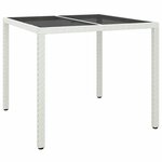 vidaXL Table de jardin pour repas Blanc 90 x 90 x 75 cm Poly rotin
