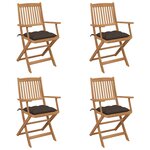vidaXL Chaises pliables de jardin lot de 4 avec coussins Bois d'acacia