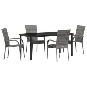 vidaXL Ensemble de salle à manger de jardin de 5 pièces en rotin poly gris
