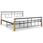 vidaXL Cadre de lit sans matelas métal bois de chêne massif 180x200 cm