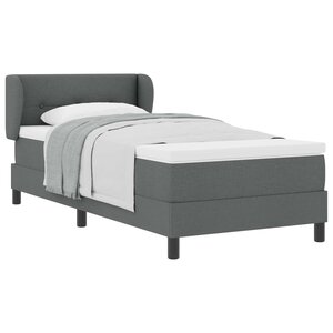 vidaXL Lit à ressorts avec matelas Gris foncé 90 x 190 cm tissu