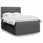 vidaXL Sommier à lattes de lit avec matelas Gris foncé 160x200cm Tissu