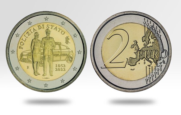 Pièce de monnaie 2 euro commémorative Italie 2022 – Police