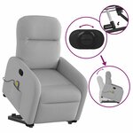 vidaXL Fauteuil de massage inclinable gris nuage tissu