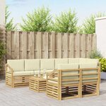 vidaXL Ensembles de canapés 9 Pièces Blanc et crème Bois d'Acacia Massif