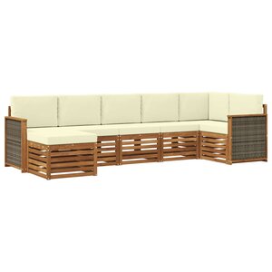 vidaXL Ensemble de canapés d'extérieur 6 pc Naturel et Crème
