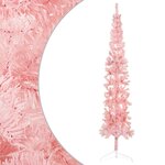 vidaXL Demi sapin de Noël artificiel mince avec support Rose 240 cm