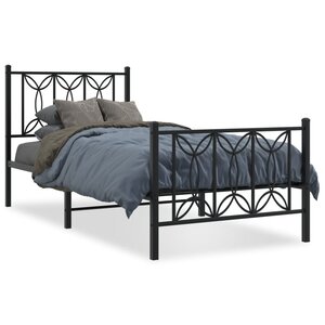 vidaXL Cadre de lit métal sans matelas avec pied de lit noir 90x190 cm