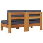 vidaXL Canapés centraux 2 Pièces avec coussins gris foncé Acacia solide