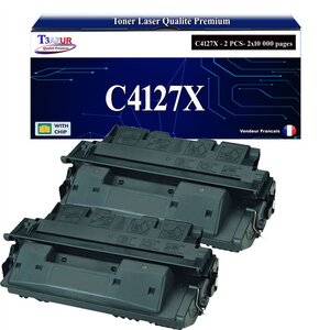 T3AZUR -2x Toners compatibles avec HP C4127X / C8061X (27X/61X) pour HP Laserjet 4050T  4050TN  4100  4100DTN  4100MFP  4100N  4100TN  4101MFP