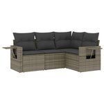 vidaXL Salon de jardin 4 Pièces avec coussins gris résine tressée