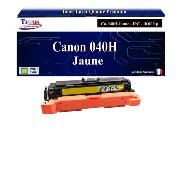 T3AZUR -Toner compatible avec Canon 040H pour Canon LBP-710Cx  LBP-712Cdn  LBP-712Cx Jaune - 10 000p