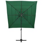vidaXL Parasol de jardin à 4 niveaux avec mât en aluminium vert