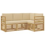vidaXL Ensembles de canapés 4 Pièces Blanc et Beige 185 5 x 126 5 x 73 cm