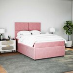 vidaXL Sommier à lattes de lit avec matelas Rose 160x200 cm Velours