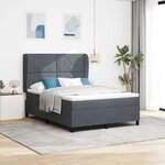 vidaXL Lit à ressorts avec matelas Gris foncé 200 x 140 cm Polyester