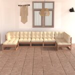 vidaXL Salon de jardin 7 Pièces avec coussins Bois de pin massif