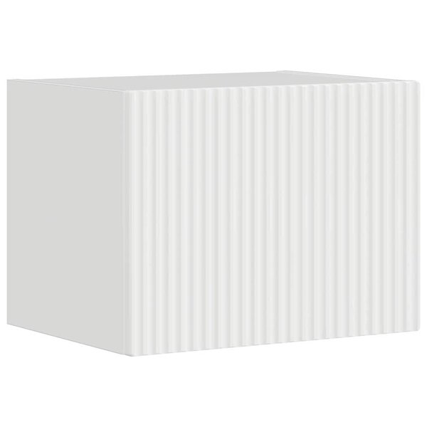 vidaXL Meuble TV mural Montage mural Blanc Brillant 60 x 31 x 29.5 cm