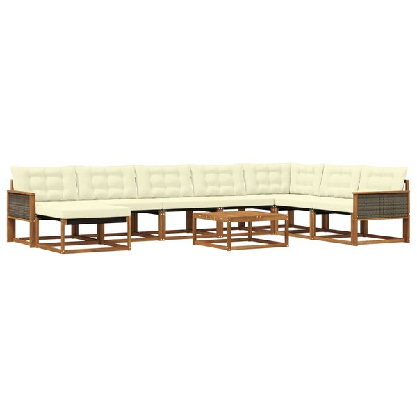 vidaXL Ensemble de canapés d'extérieur 9 Pièces Naturel et Crème