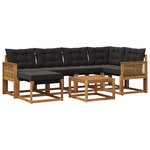 vidaXL Ensemble de canapés d'extérieur 7 pc Naturel et noir