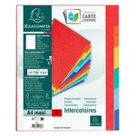 Intercalaire a4+ carte lustrée colorée exacompta 6 onglets neutres multicolores - 1 jeu