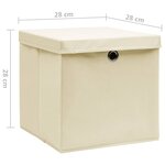 vidaXL Boîtes de rangement avec couvercles 4 Pièces 28x28x28 cm Crème