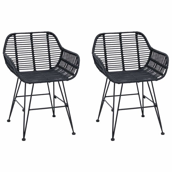 vidaXL Chaise de salle à manger 2 pc Rotin et métal Noir