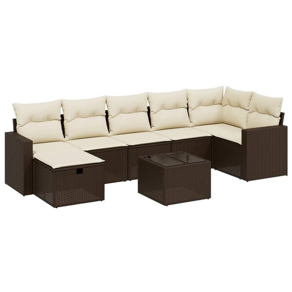 vidaXL Salon de jardin 8 Pièces avec coussins marron résine tressée