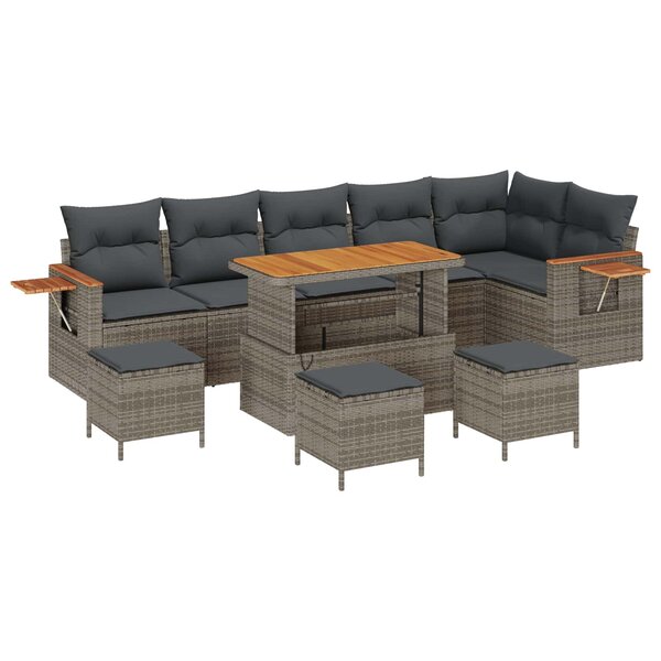 vidaXL Ensemble de canapé de jardin 10 Pièces Gris polyrotin