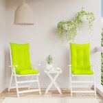 vidaXL Coussins de chaise de jardin à dossier haut lot de 2 vert vif