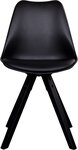 2 chaises de table à manger en cuir noir à pieds noirs