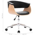 vidaXL Chaise pivotante à manger Noir Bois courbé et similicuir