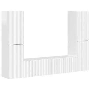 vidaXL Ensemble meuble TV 6 Pièces Blanc brillant Bois d'ingénierie