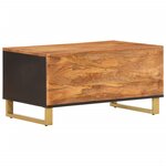 vidaXL Table basse marron et noir 80x50x40 cm bois de massif manguier