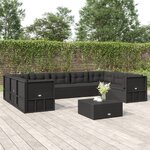 vidaXL Salon de jardin 9 Pièces avec coussins Noir Résine tressée