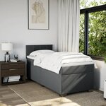 vidaXL Sommier à lattes de lit avec matelas Gris foncé 90x200 cm Tissu