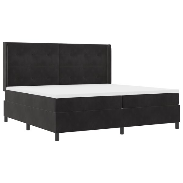 Lit box spring vidaXL avec matelas Noir 200x200 cm en Velours