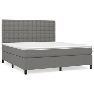vidaXL Sommier à lattes de lit avec matelas Gris foncé 160x200cm Tissu