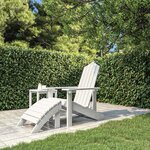 Vidaxl chaise de jardin adirondack avec repose-pied pehd blanc