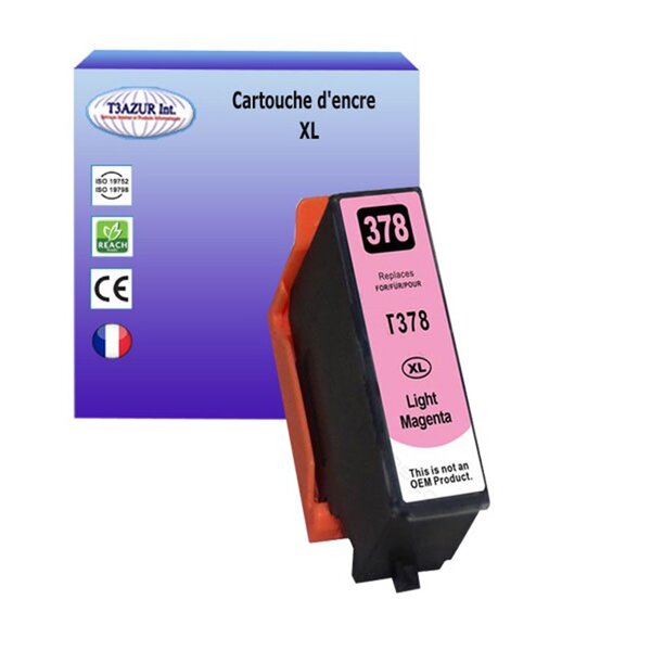 T3AZUR- Cartouche Compatible avec Epson T3786 (378XL) remplace Epson Expression Photo XP-15000 HD XP-8500 XP-8505 XP-8600 XP-8605 - Light Magenta